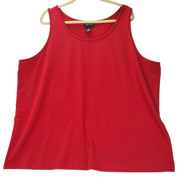 Maggie Barnes Stretch Red Top Plus Size 3X Stretch Holiday Party Layering Shirt - Picture 1 of 5